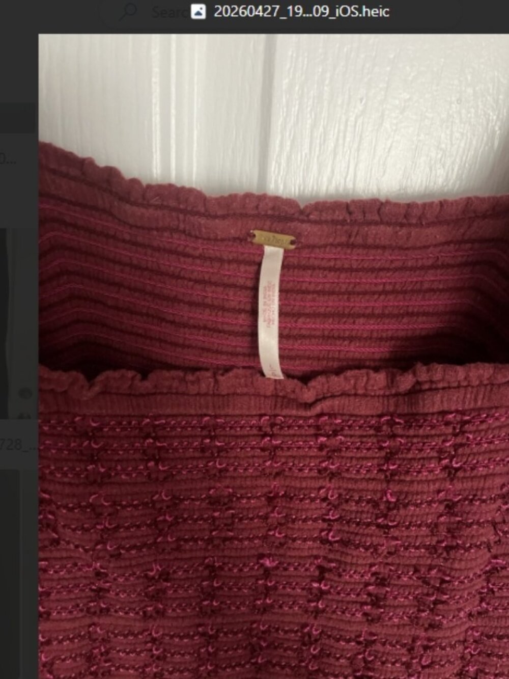 Free People Dahlia Embroidered Maroon Dress Gauzy Smocked Puff Sleeves sz lg - Picture 3 of 6